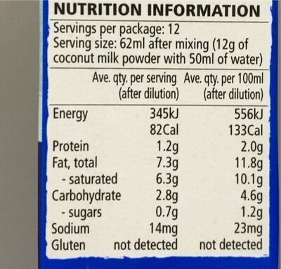 Ayam Coconut Milk Powder - Nutrition facts