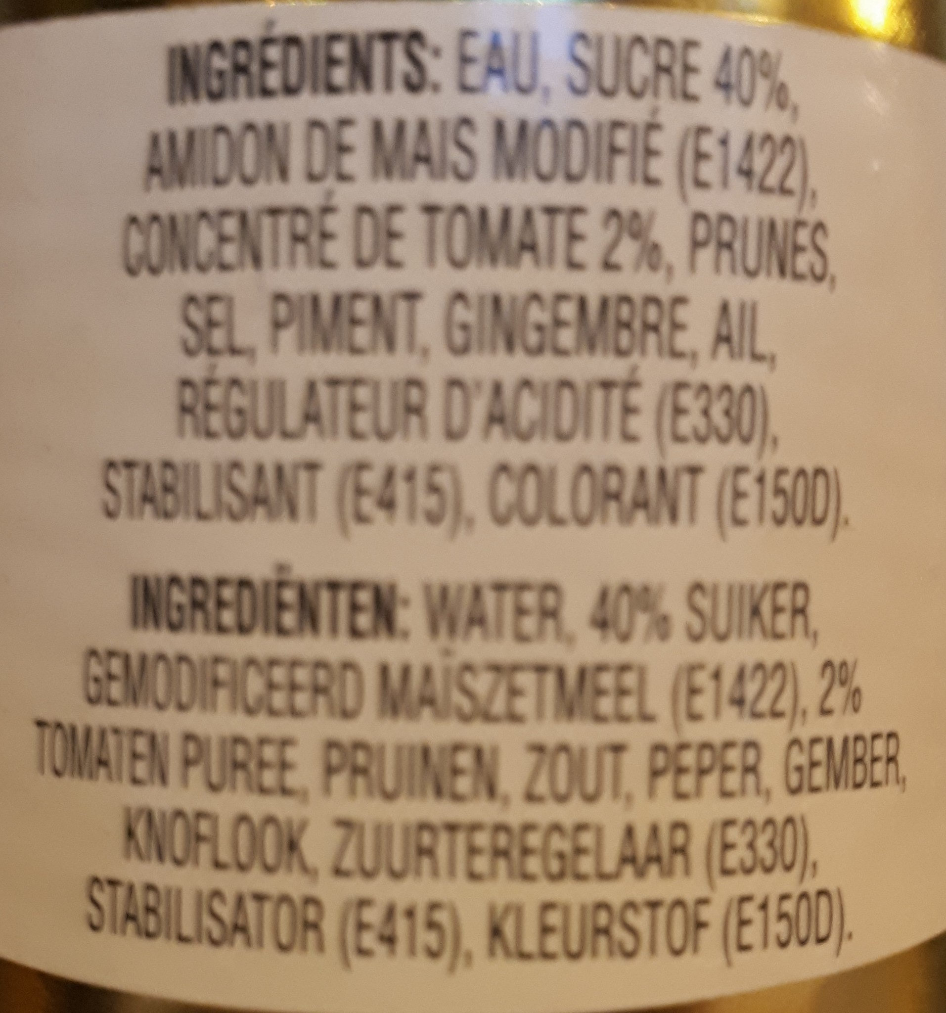 Sauce aigre-douce Ayam™ - Ingrédients