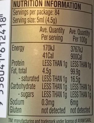 Pure Sesame Oil - Nutrition facts