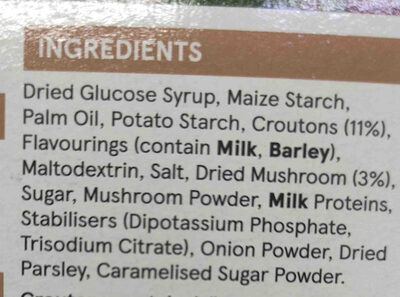 Tesco mushroom soup - Ingredients