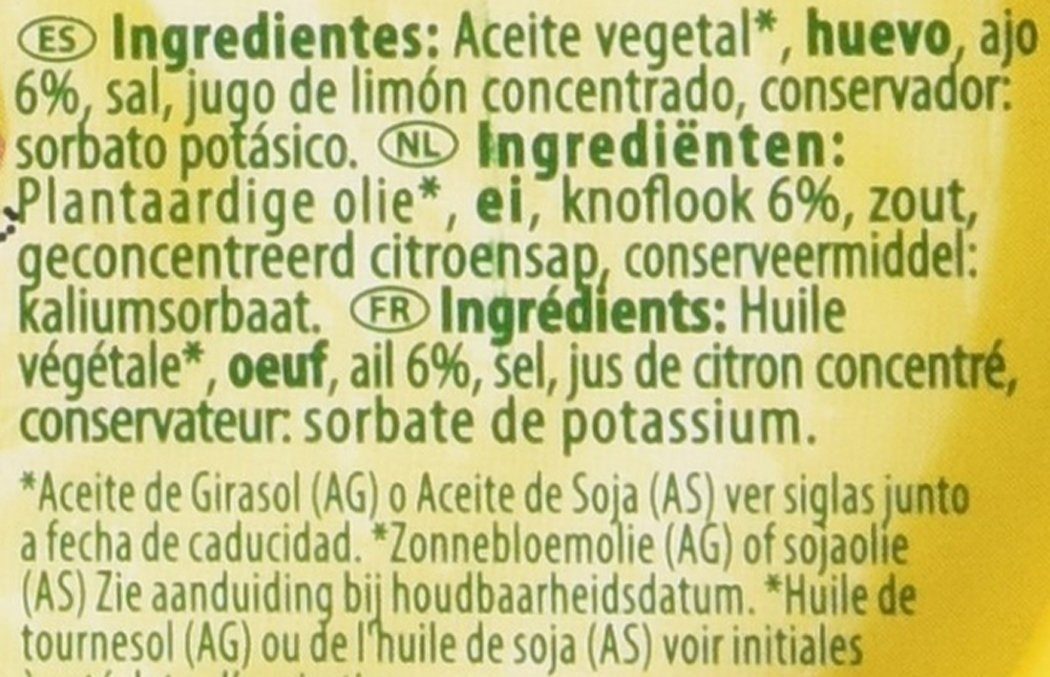 Allioli - Ingredientes