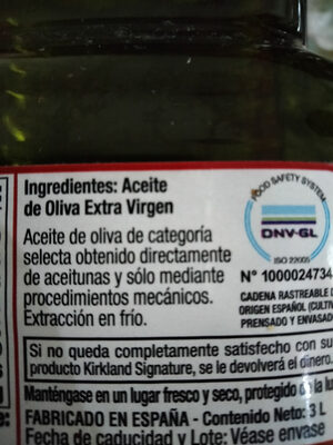 Aceite de oliva extra virgen 100% español aceite comestible puro de oliva. - Ingredientes