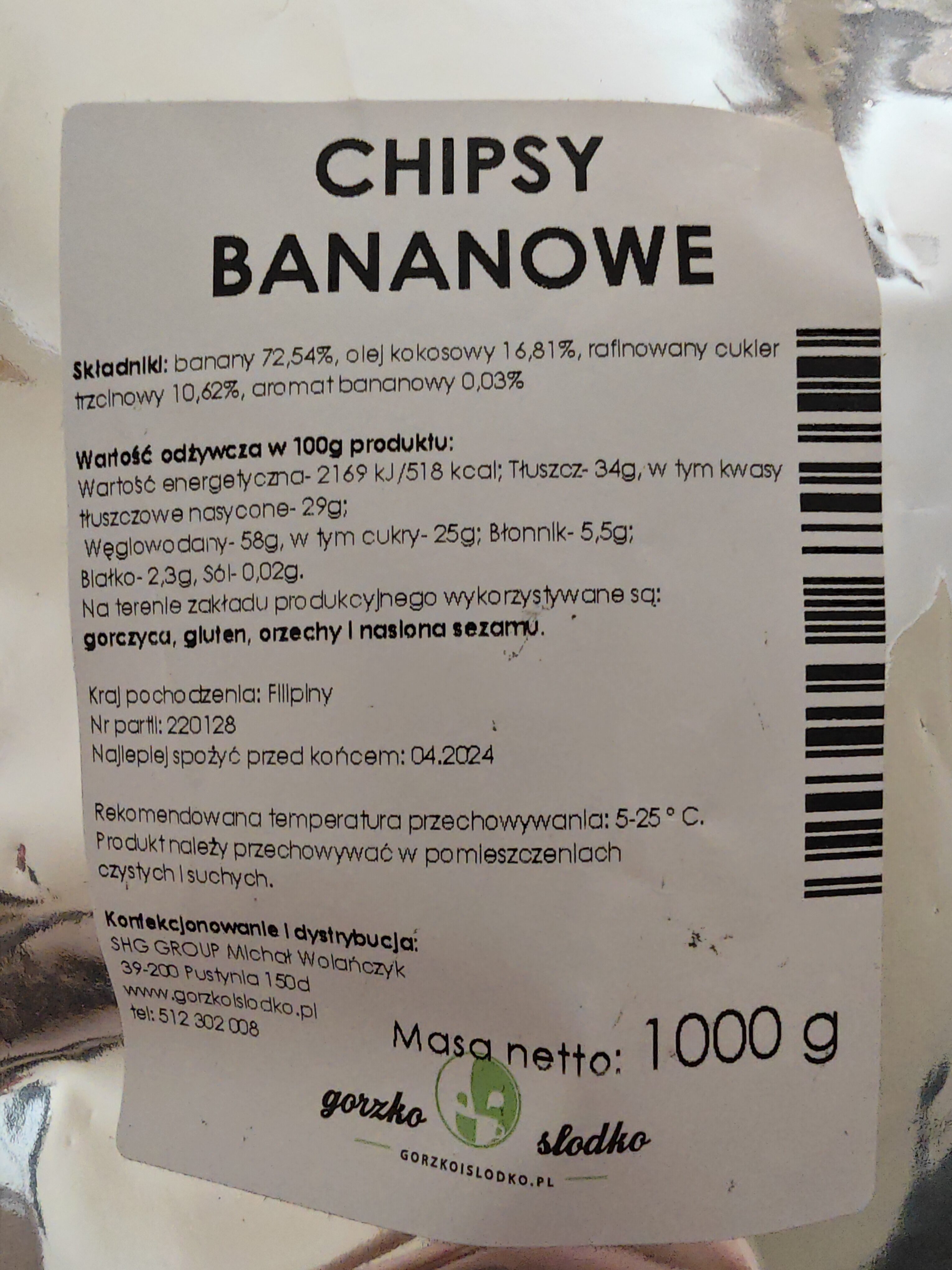 Chipsy bananowe - Produkt