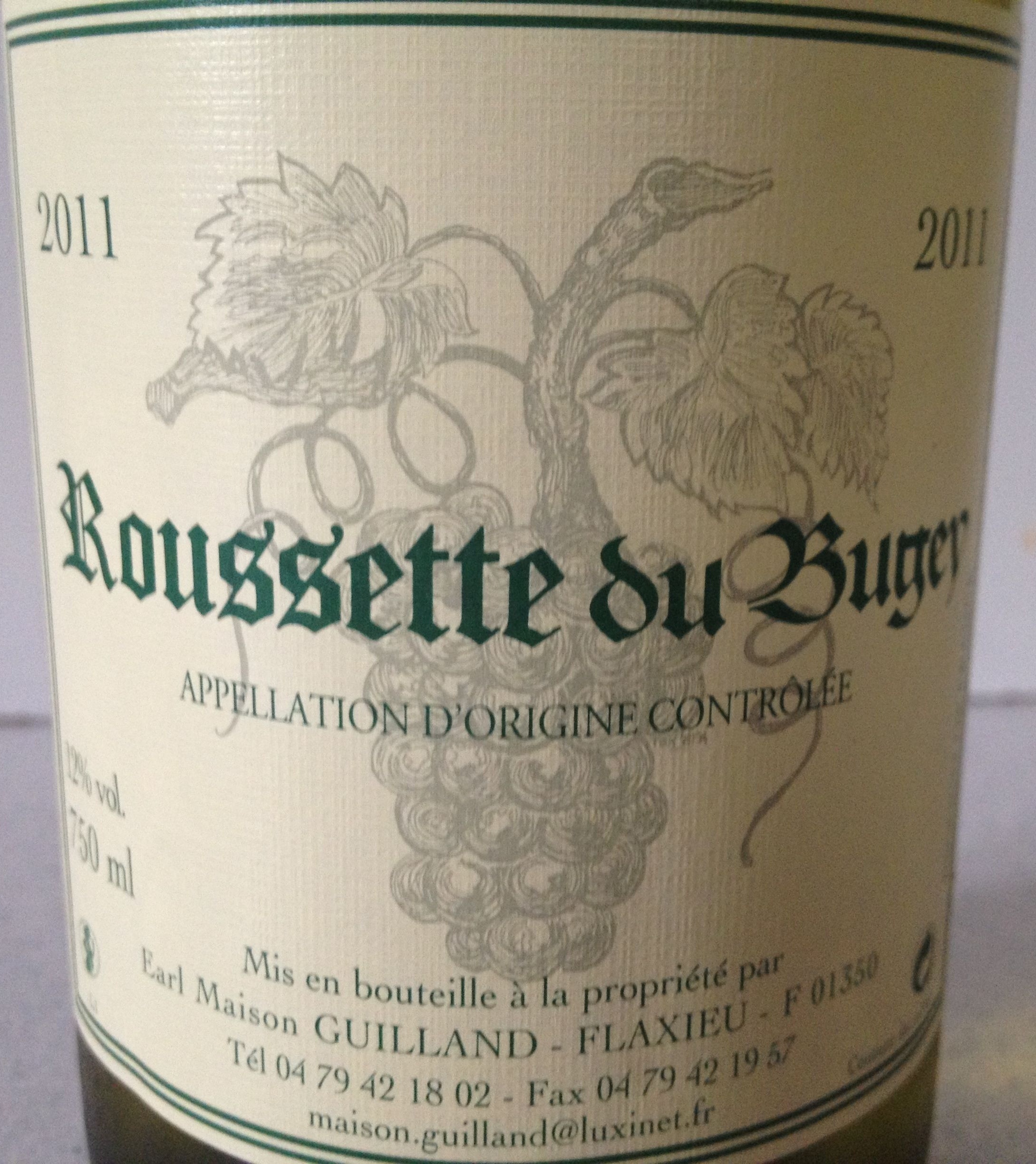 Roussette du Bugey (2011) - Ingredients - fr