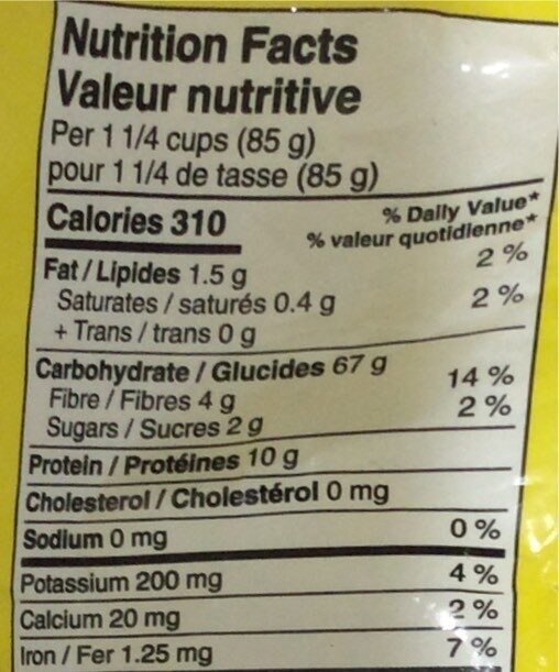 Rotini - Nutrition facts - fr